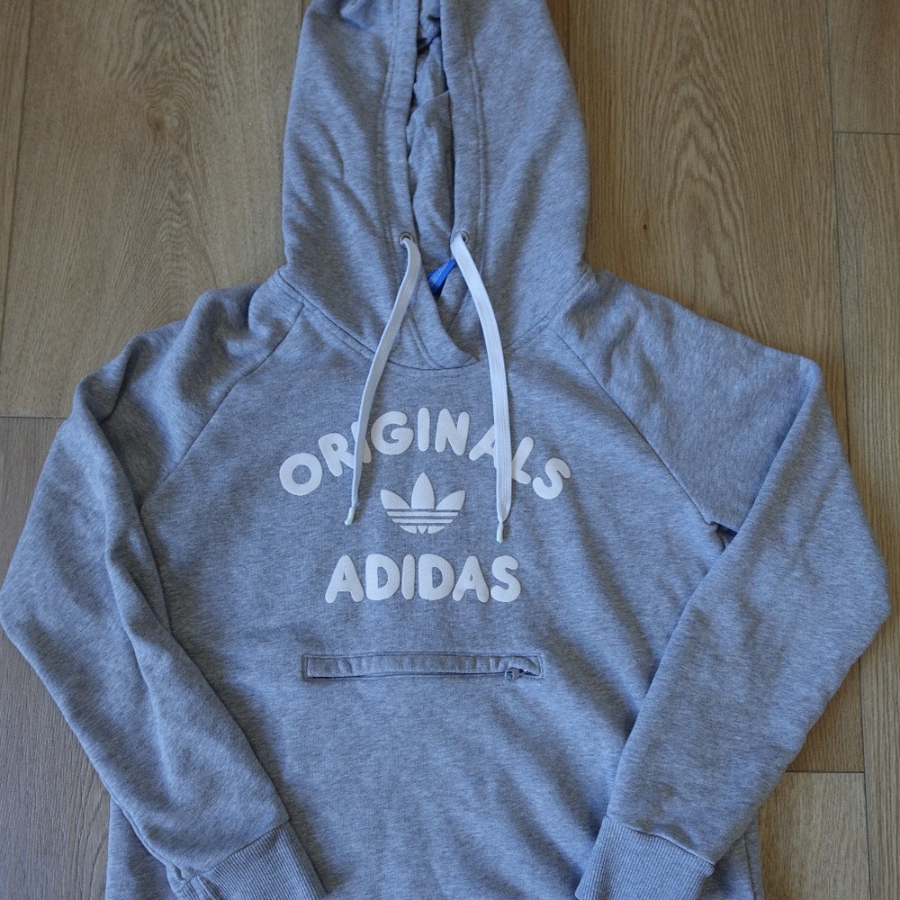 Adidas Originals Trefoil Hoodie Gray Pullover Sweatshirt Size M